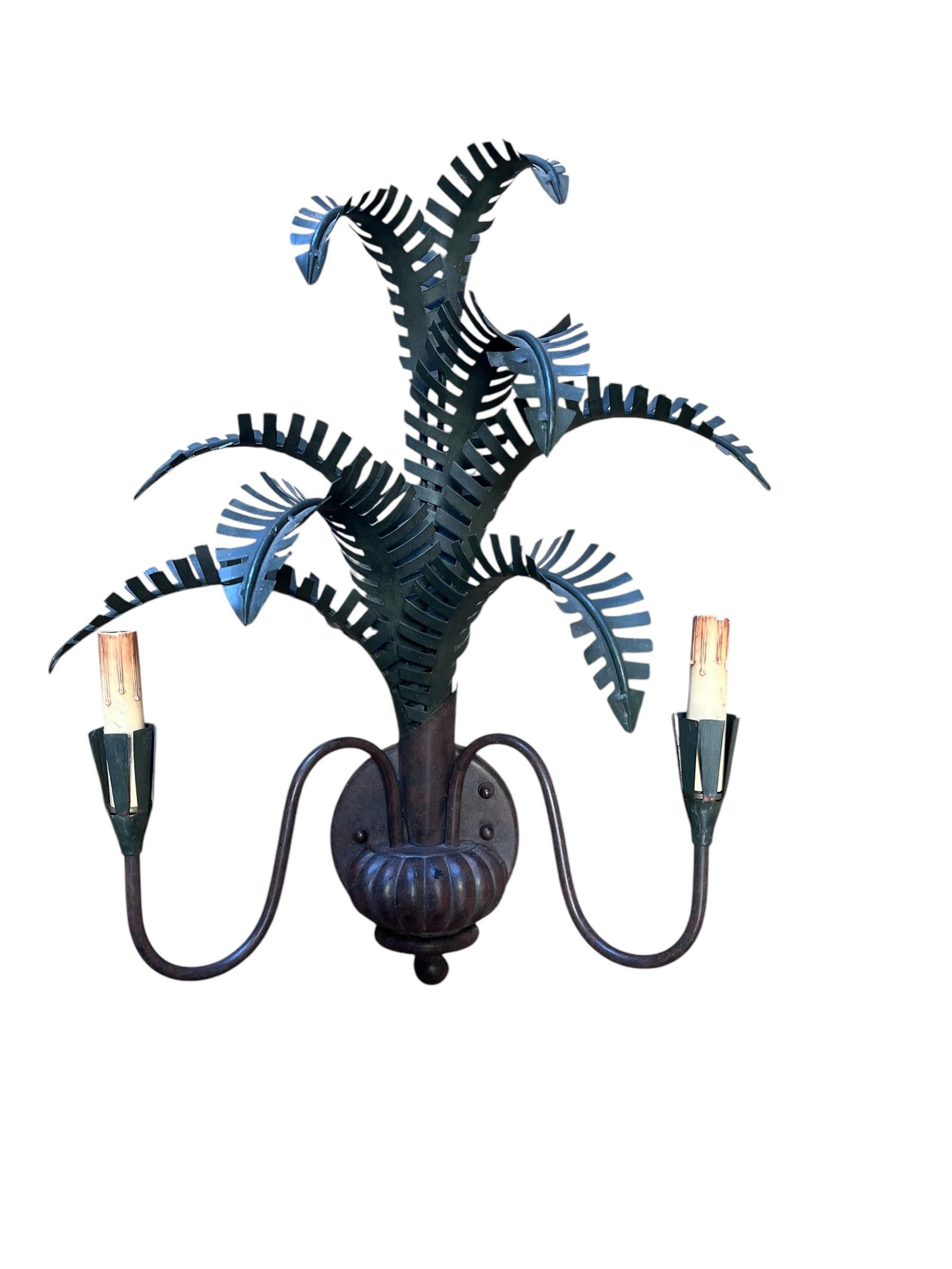 Pair of Late 20th Century Currey & Company Metal Wall Sconces - 7