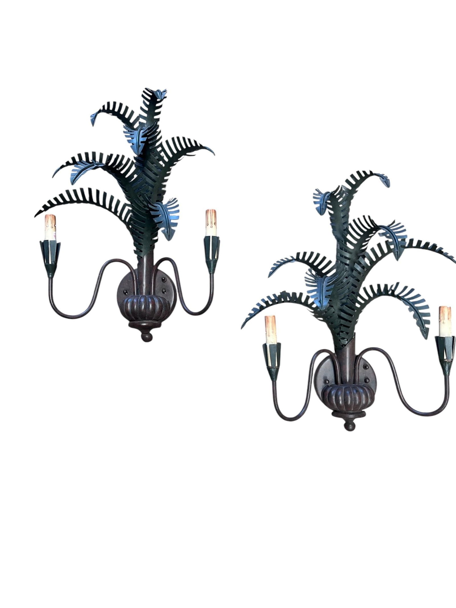 Pair of Late 20th Century Currey & Company Metal Wall Sconces - 9