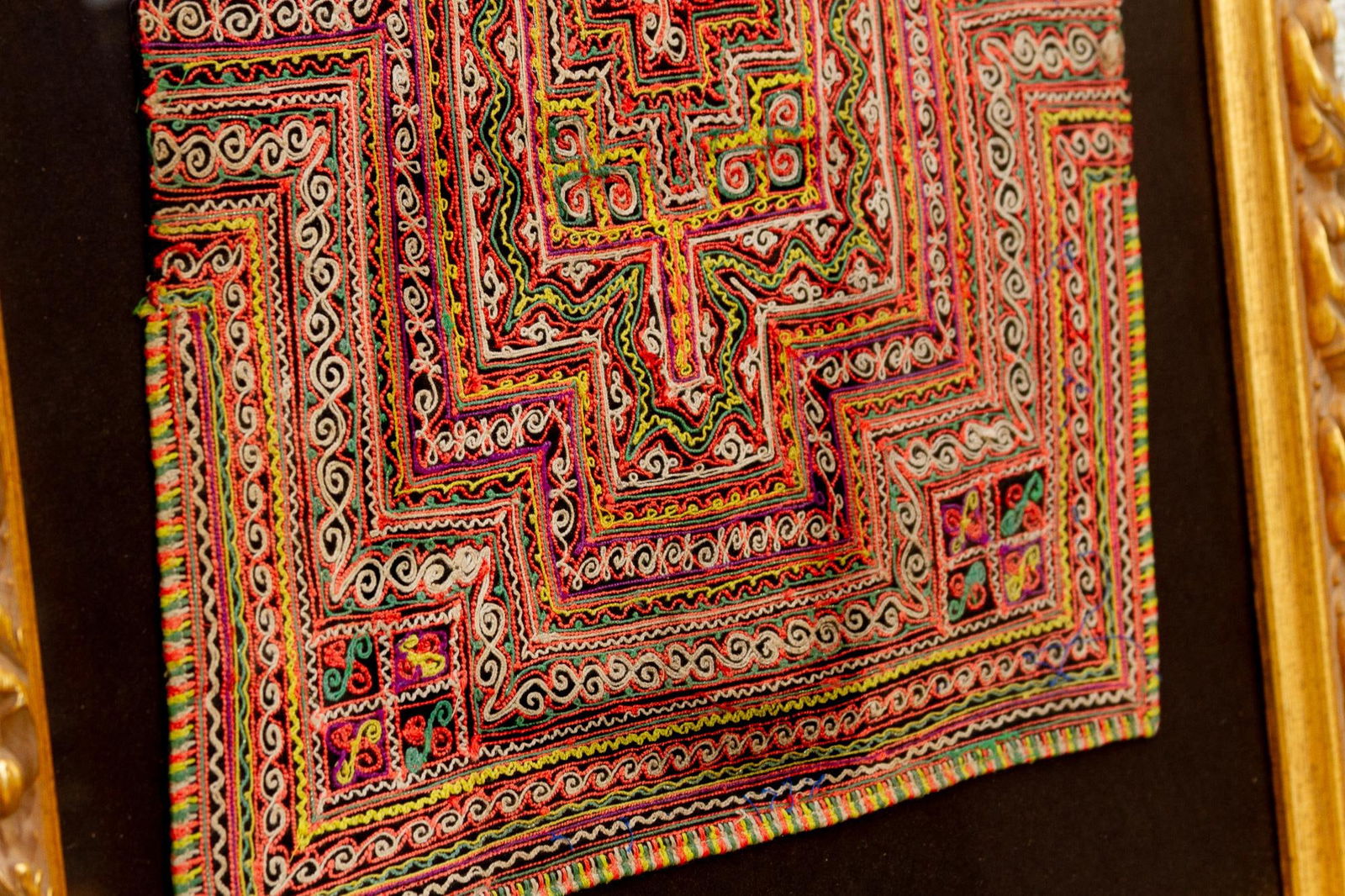 Antique Hmong Baby Carrier Framed Textile - 6