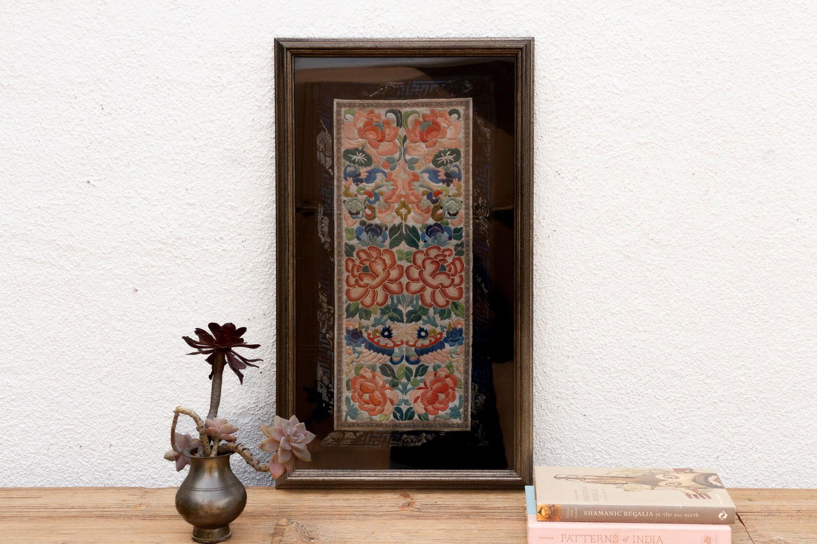 Framed Suzhou Silk Embroidered Floral Panel - 3