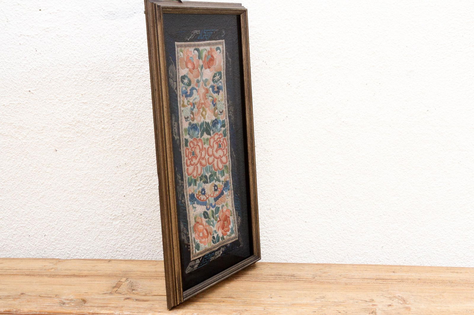 Framed Suzhou Silk Embroidered Floral Panel - 5