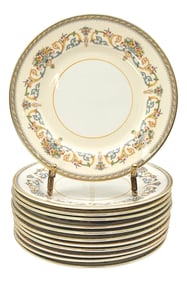 Set of 12 Aynsley Henley Bread or Dessert Plates – English Bone China With Gilded Scroll