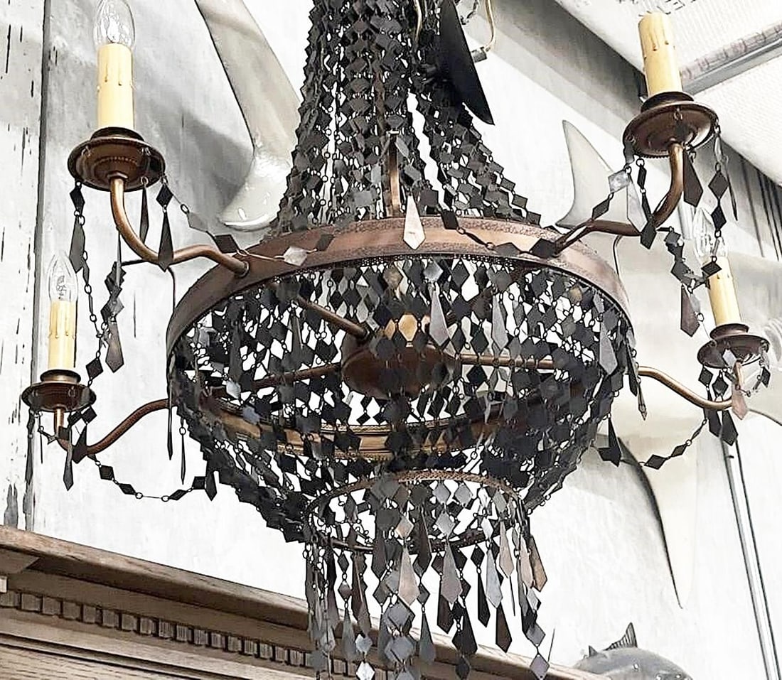 1980s Copper Tone Waterfall Beehive Metal Chandelier - 3