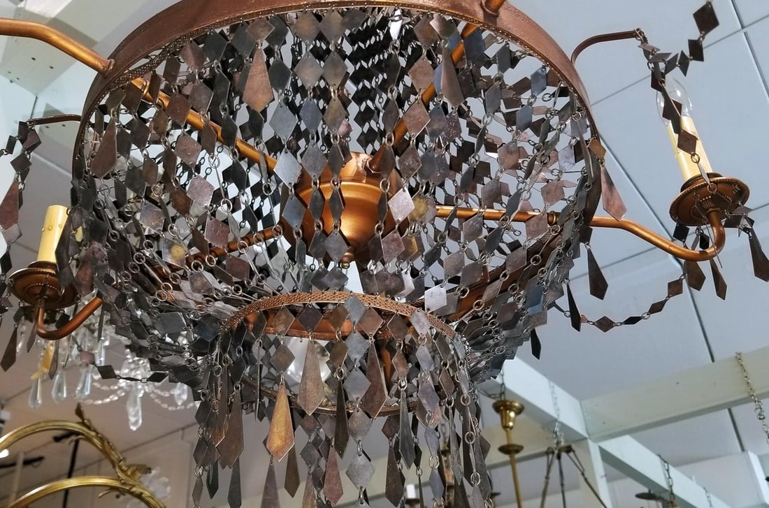 1980s Copper Tone Waterfall Beehive Metal Chandelier - 6