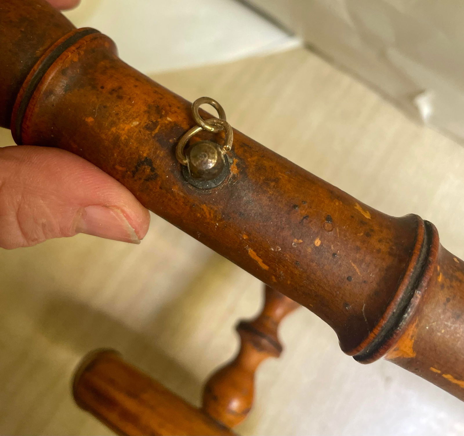 Early 20th Century Cottage Country Rustic French Carved Faux Bamboo Hat & Coat Wall Rack Folding - 11