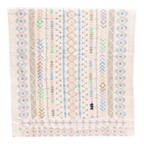Pastel Rainbow Hand-Stitched Cotton Tribal Kantha Throw