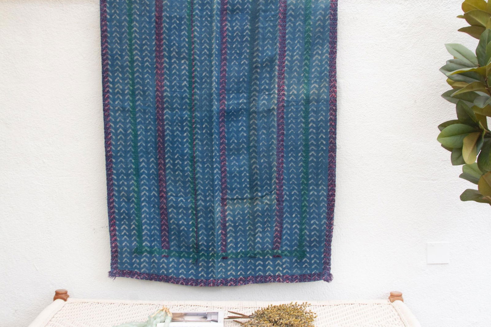 Chevron Stripe Vintage Indigo Printed Throw - 2