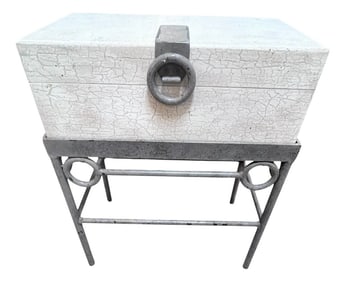 1990s Capozzi Kocacs Design Wooden Box on an Iron Stand