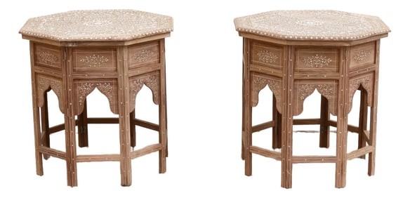 Pair of Royal Mandala Inlay Octagonal Tables