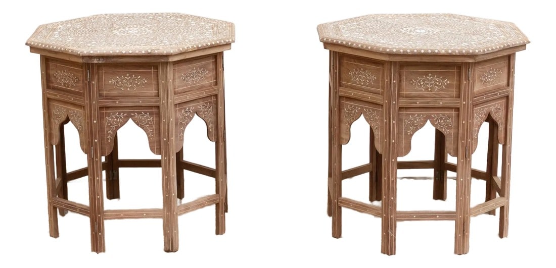 Pair of Royal Mandala Inlay Octagonal Tables (1 of 10)