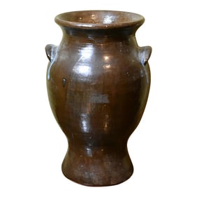 1980s Dal Burtchaell Large Pig Ear Pottery Jug Vase, Folk Art, Georgia Artisan