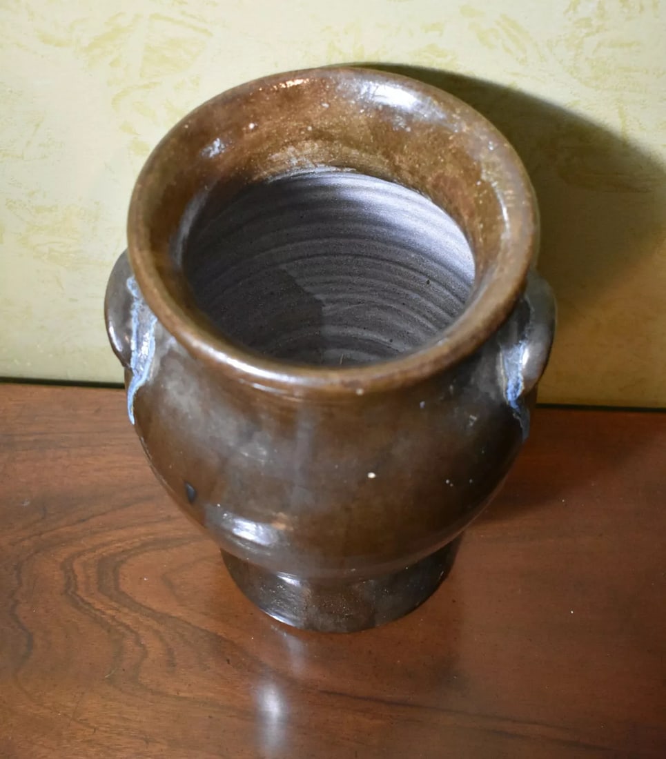 1980s Dal Burtchaell Large Pig Ear Pottery Jug Vase, Folk Art, Georgia Artisan - 2