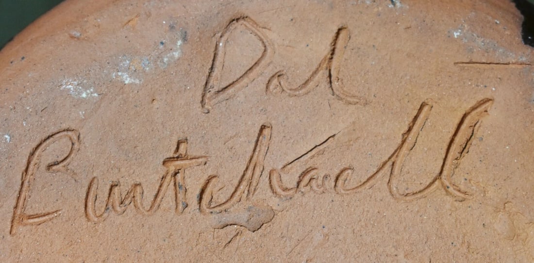 1980s Dal Burtchaell Large Pig Ear Pottery Jug Vase, Folk Art, Georgia Artisan - 3