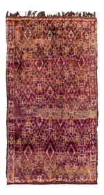 Mid-20th Vintage Purple Geometric Moroccan Rug