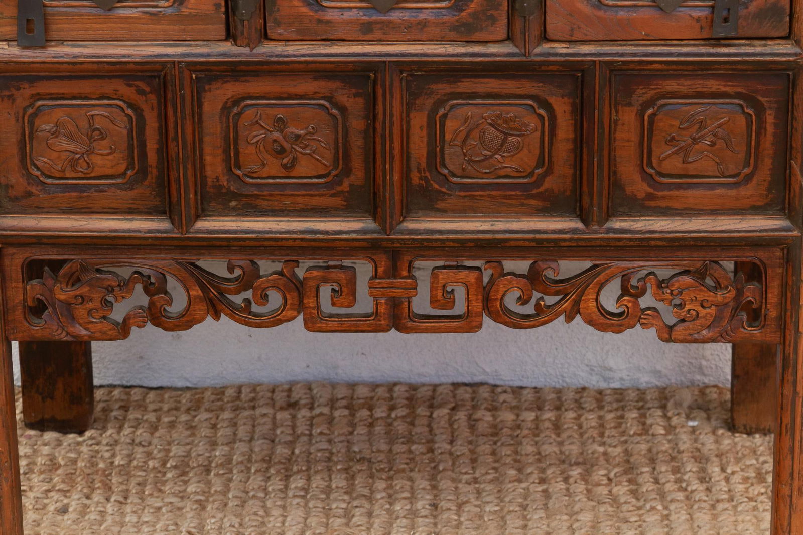 Antique Carved Ming Style-3 Drawer Console - 7