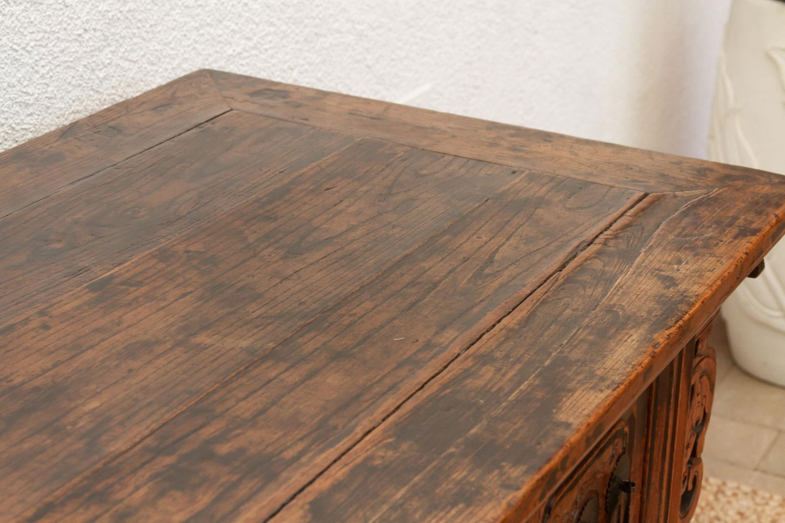 Antique Carved Ming Style-3 Drawer Console - 8