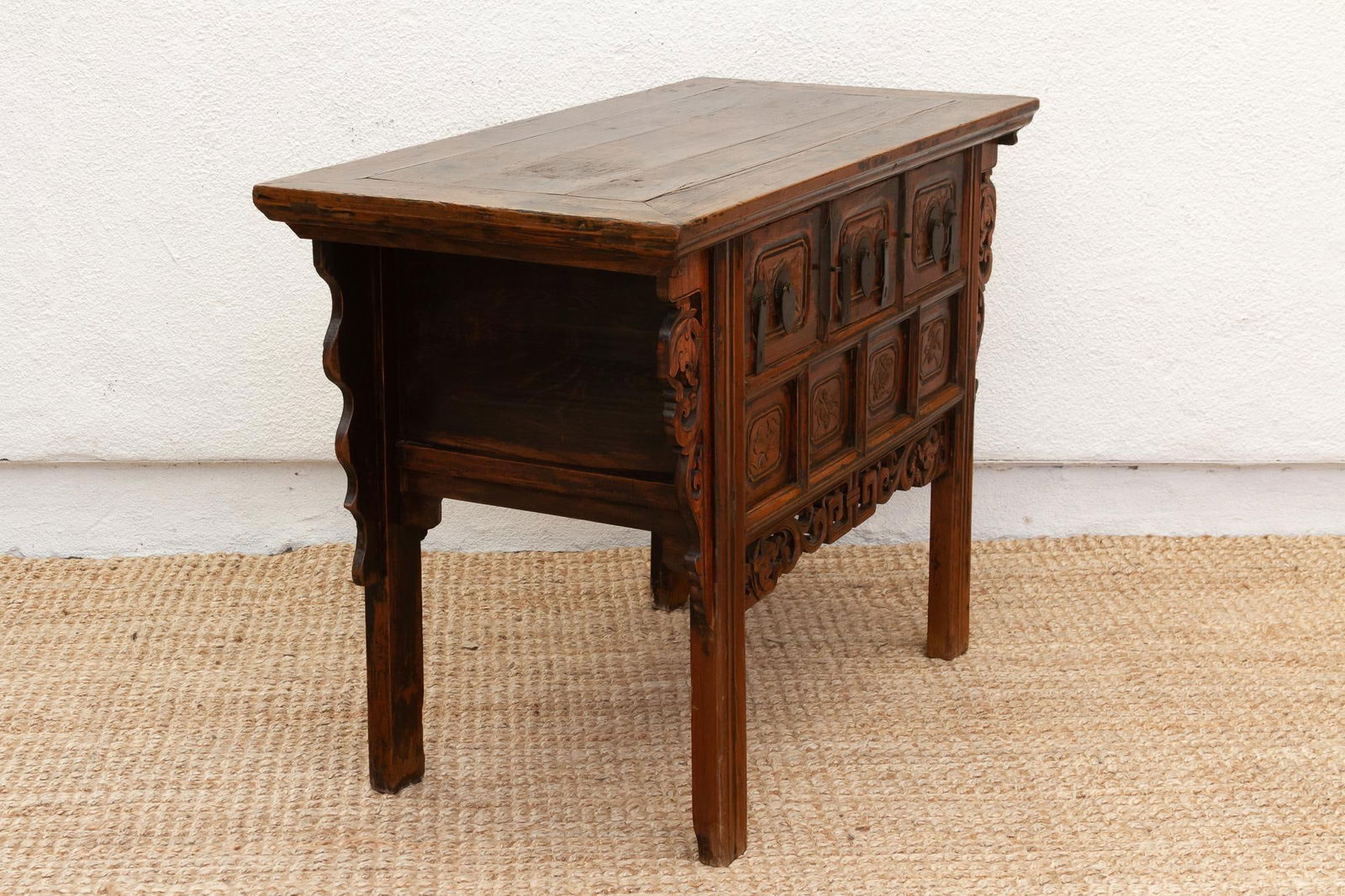 Antique Carved Ming Style-3 Drawer Console - 9