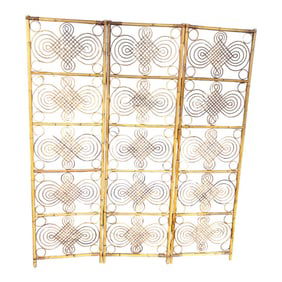 1970s French Riviera 3-Panel Folding Screen / Room Divider