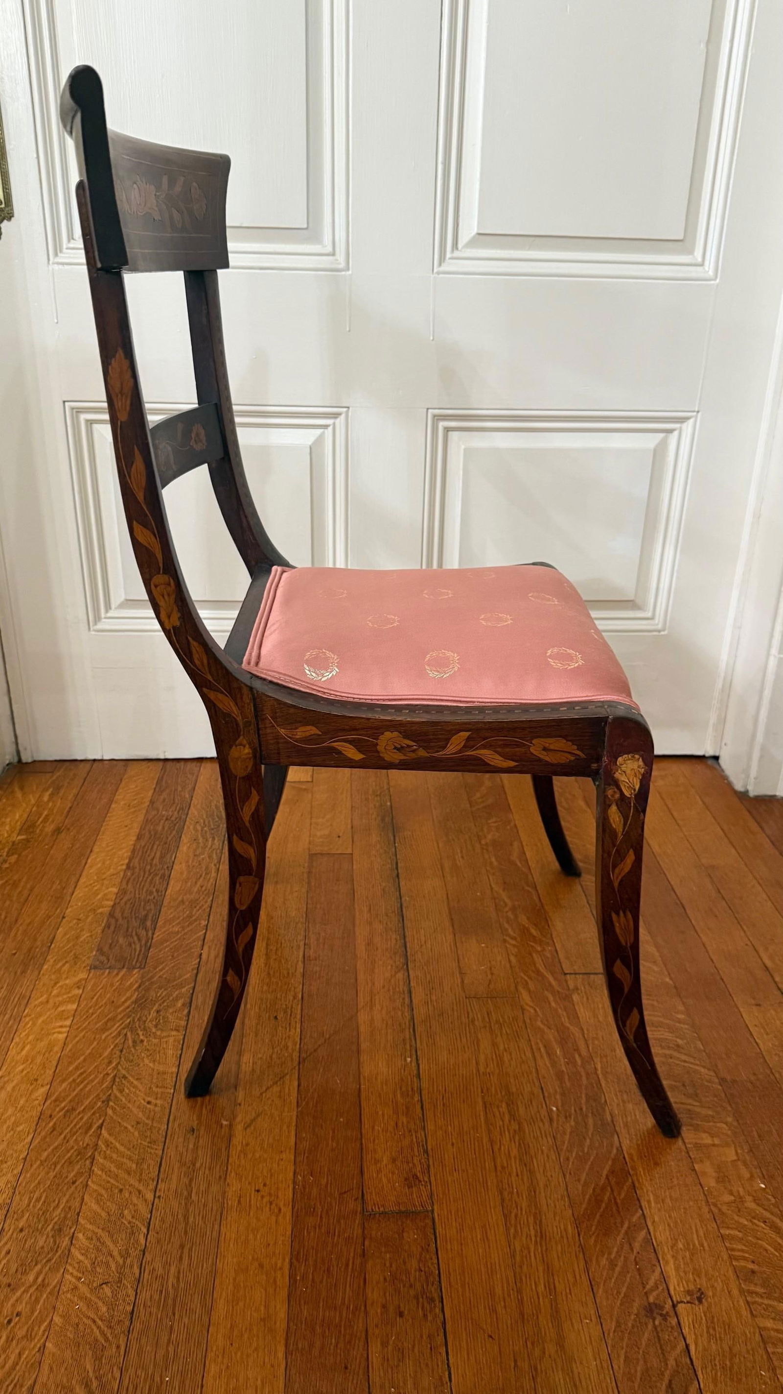 Late 19th Century Dutch Regency Satinwood & Mahogany Marquetry Side Chair - 4