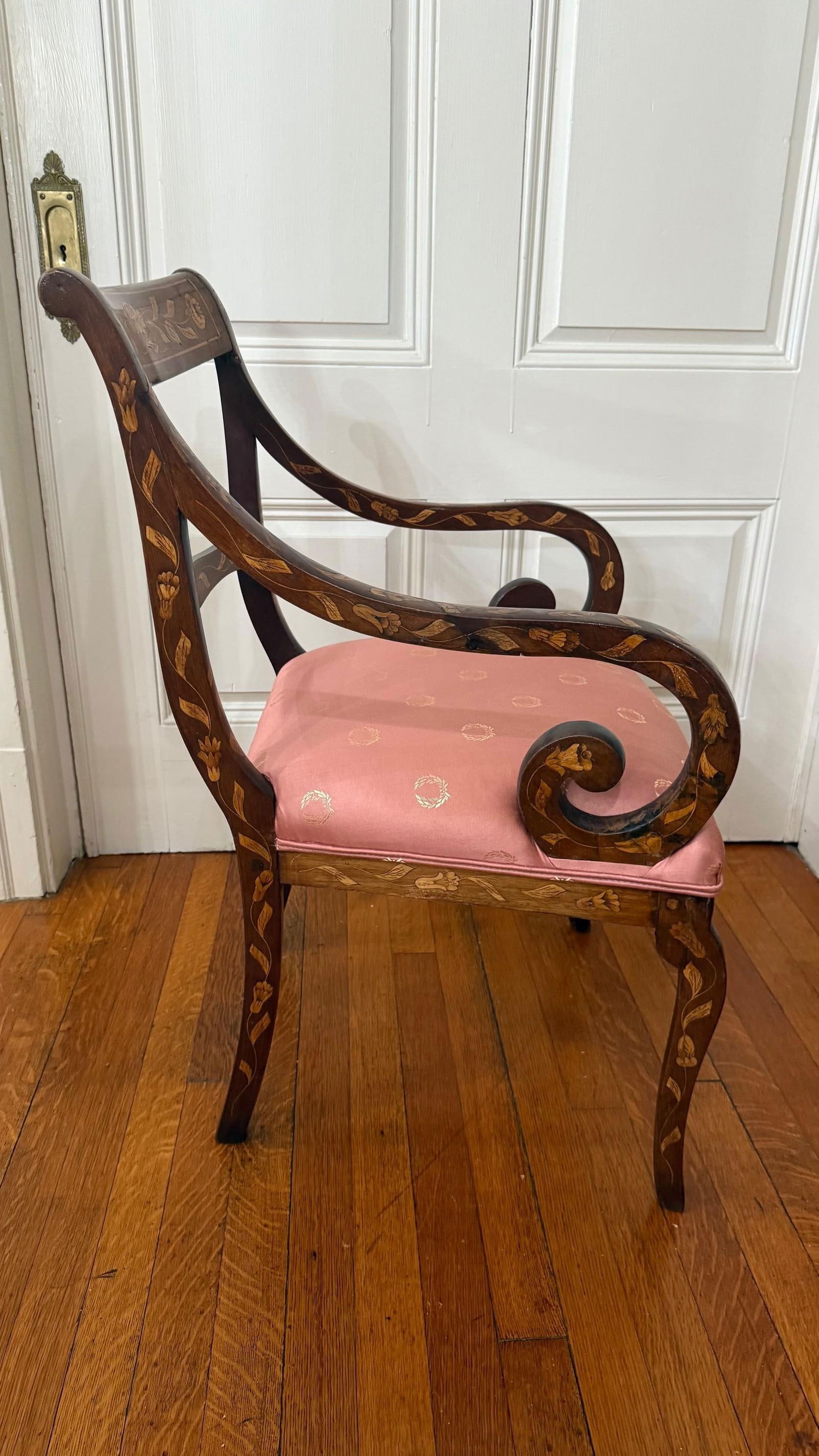 Late 19th Century Dutch Regency Satinwood & Mahogany Marquetry Armchair - 4