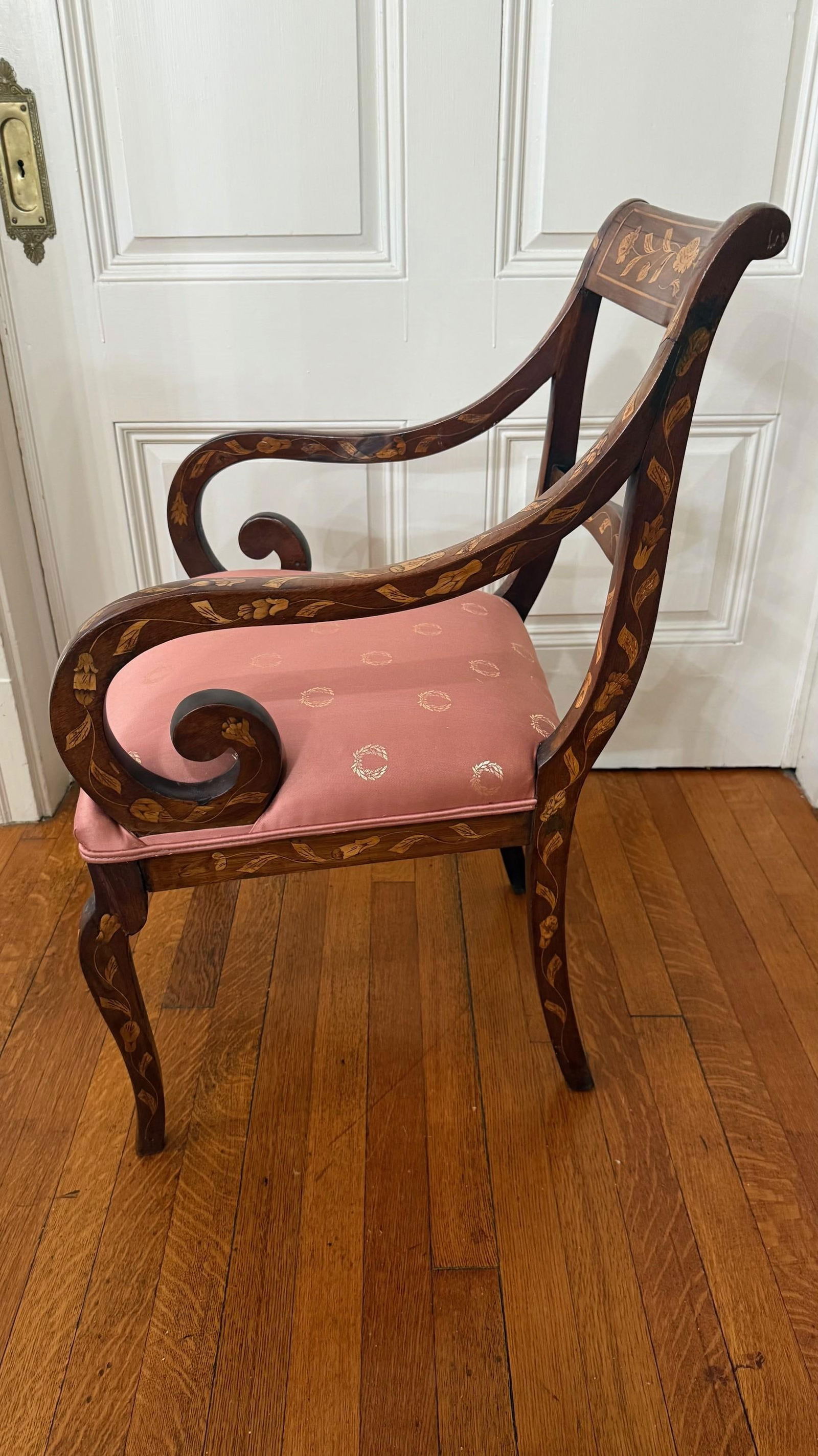 Late 19th Century Dutch Regency Satinwood & Mahogany Marquetry Armchair - 5
