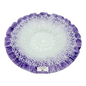 Sydenstricker Embassy Lavender Lace Art Glass Bowl – Signed Syd, 13" Ruffled Masterpiece