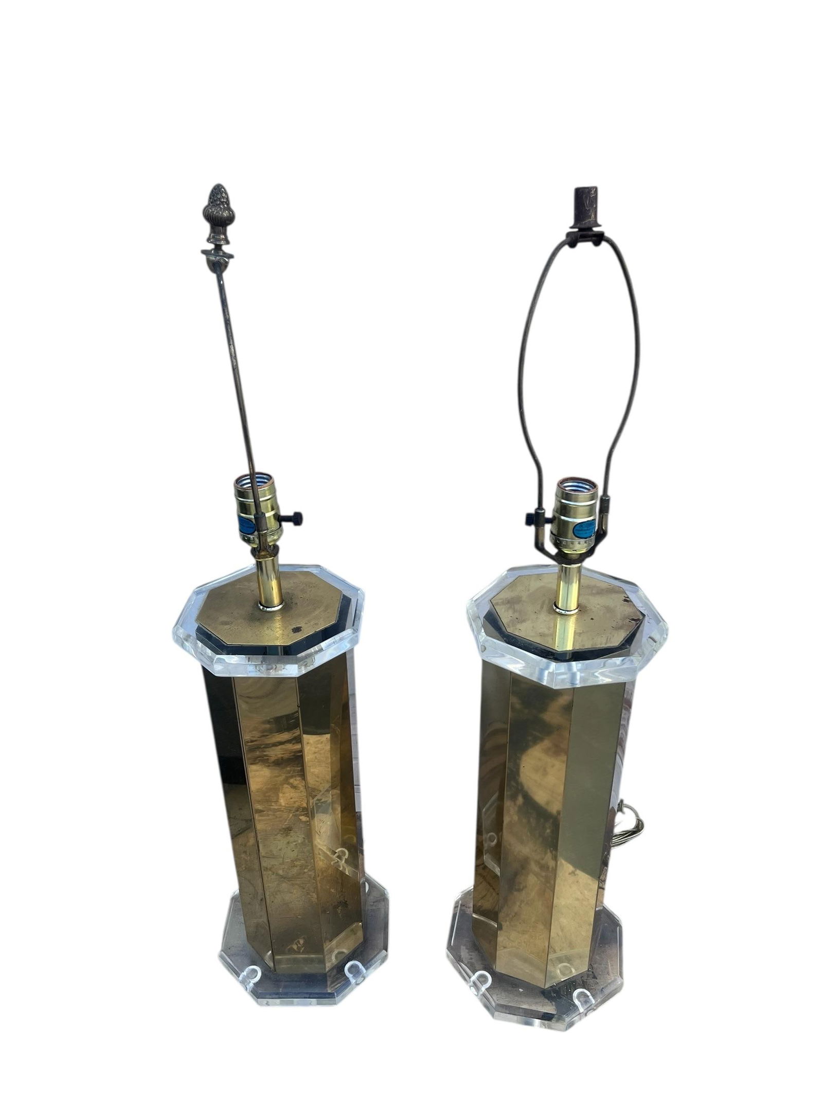 1970s Brass & Lucite Table Lamps - Set of 2 - 3