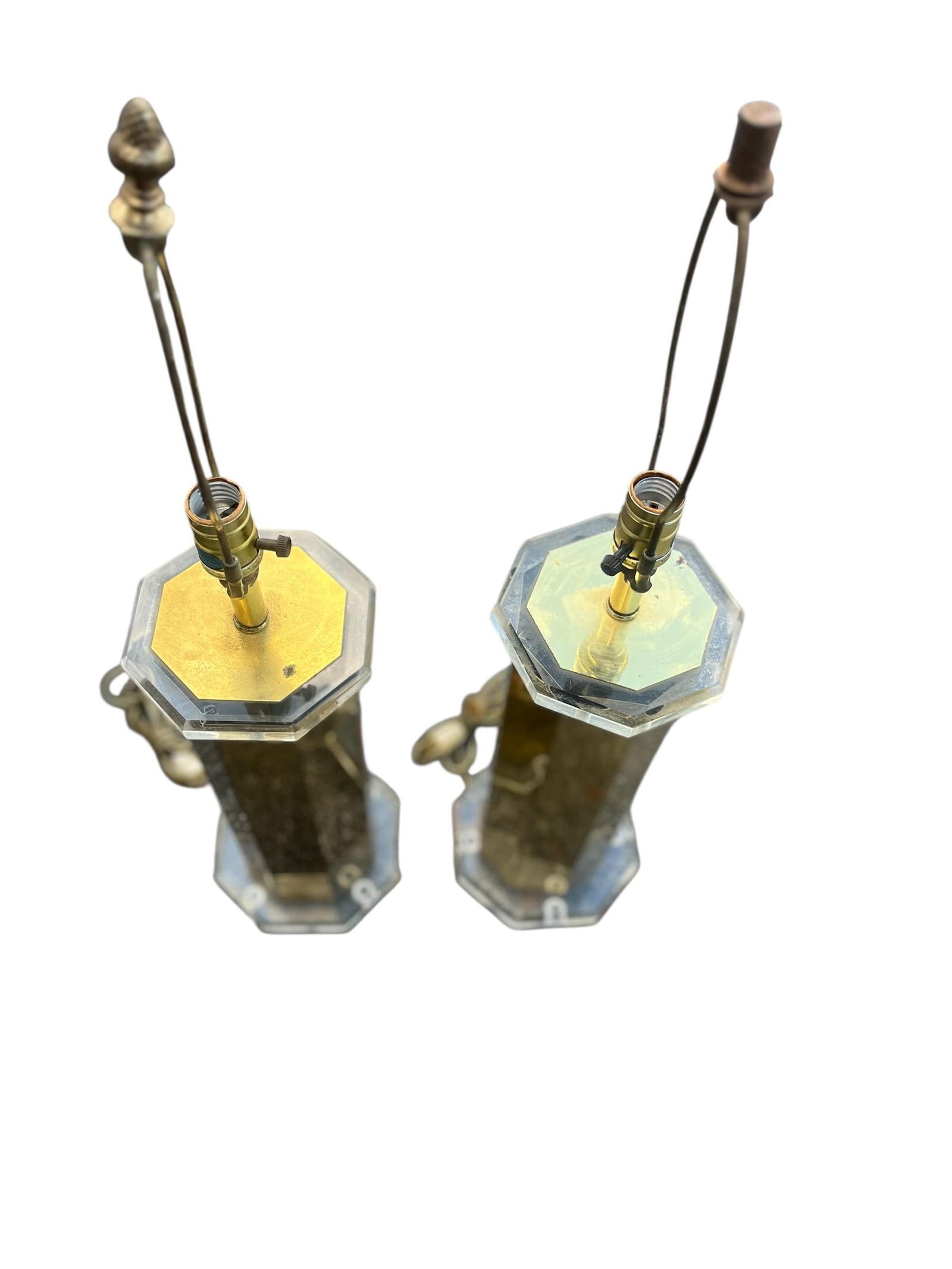 1970s Brass & Lucite Table Lamps - Set of 2 - 9