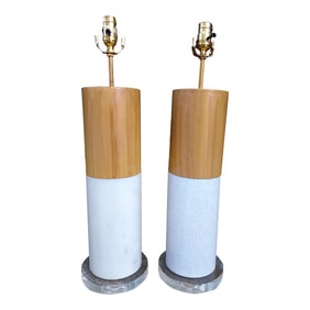 Late 20th Century Contemporary Stone and Lucite Table Lamps - Set of 2
