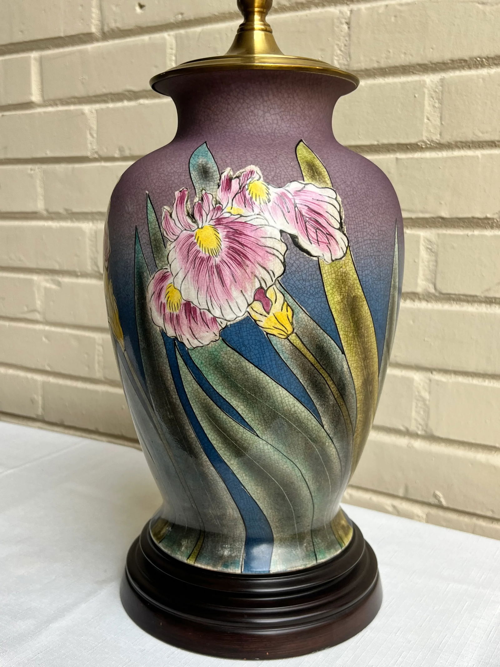Vintage Chinoiserie Purple Iris Ginger Jar Style Table Lamp by Wildwood - 9