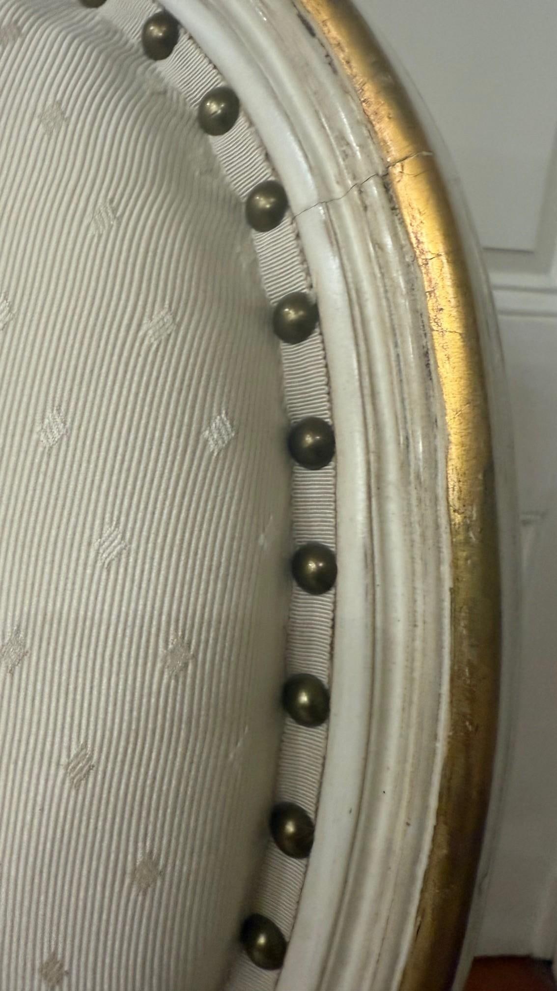 Vintage French Louis XVI Style Carved Wood Dining Chair With Original Painted Finish - 7