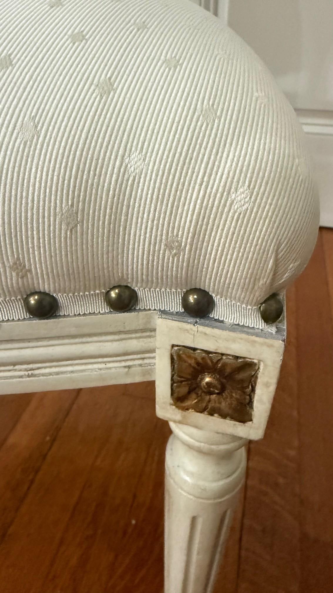 Vintage French Louis XVI Style Carved Wood Dining Chair With Original Painted Finish - 8