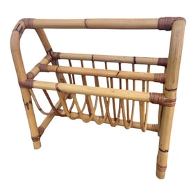 Rattan Wicker 1970's Magazine Rack