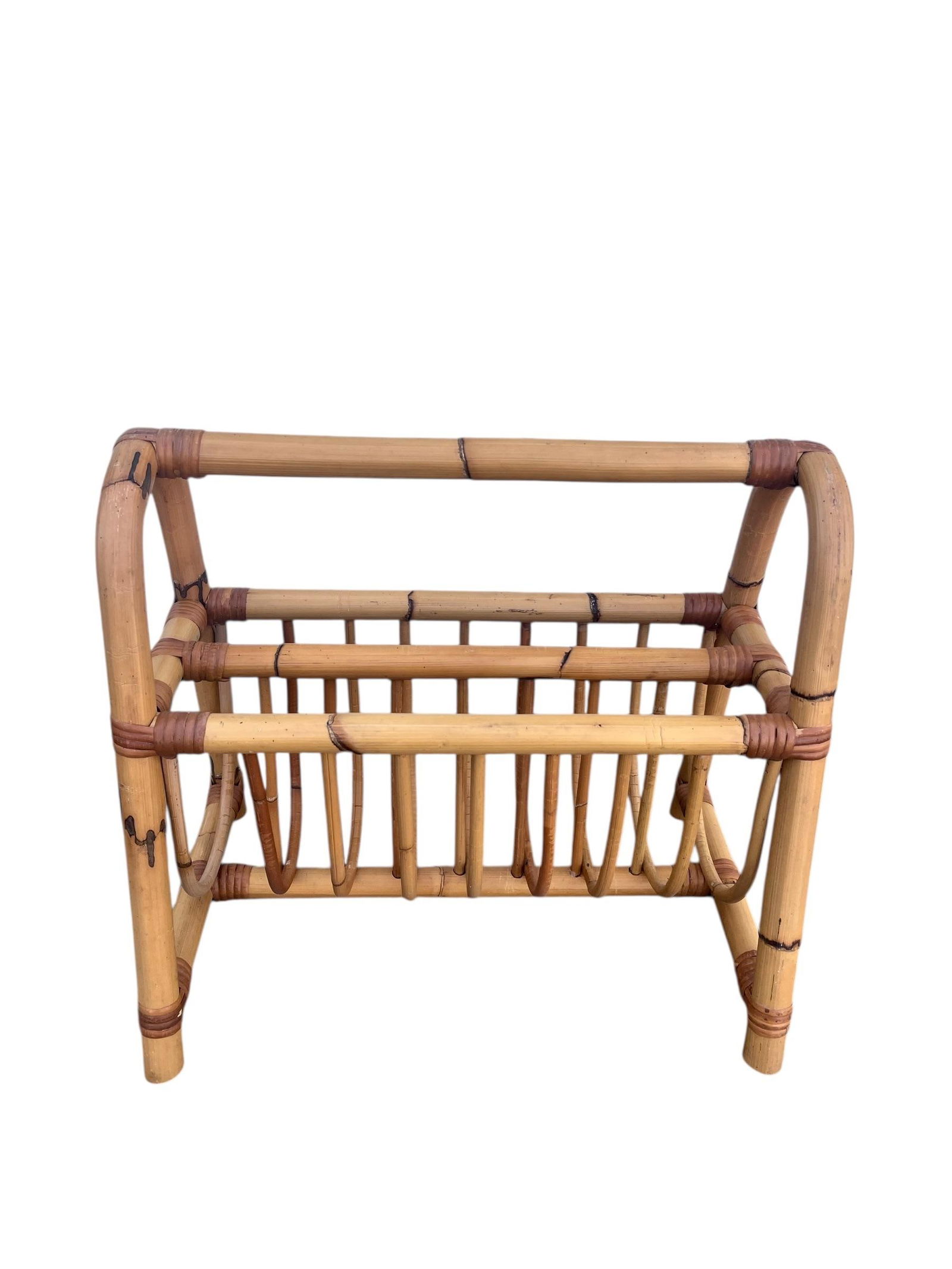 Rattan Wicker 1970's Magazine Rack - 5