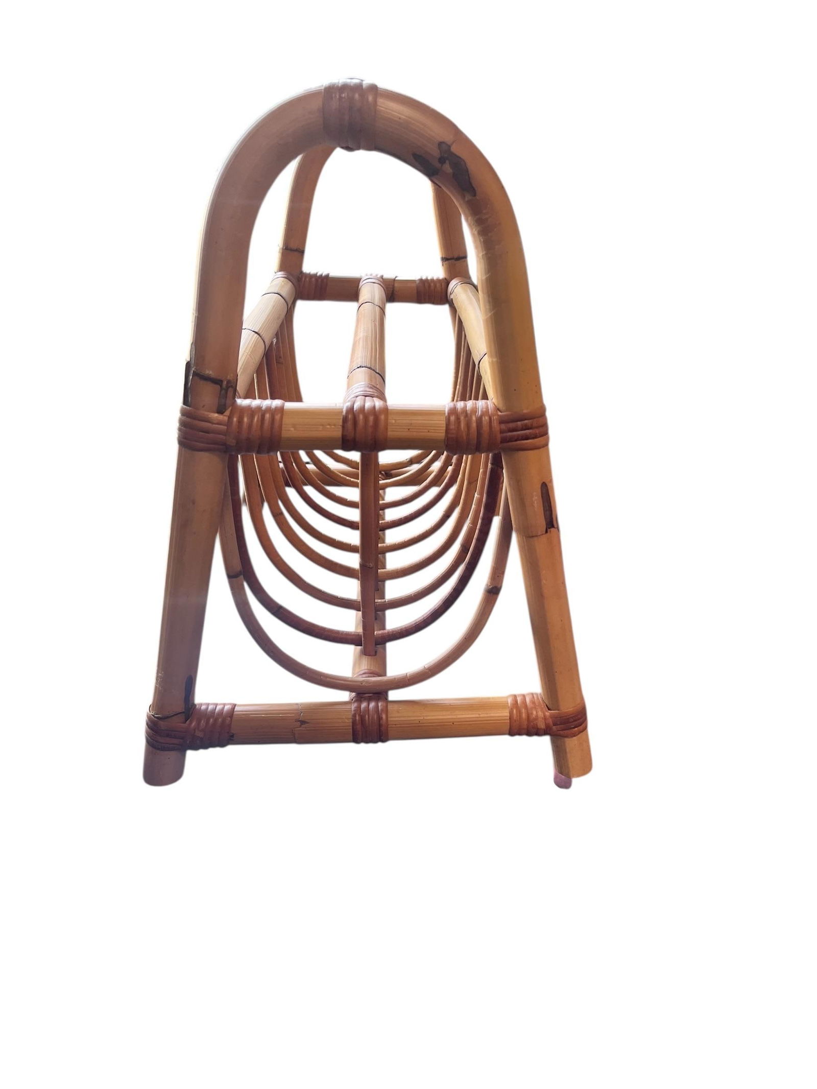Rattan Wicker 1970's Magazine Rack - 6