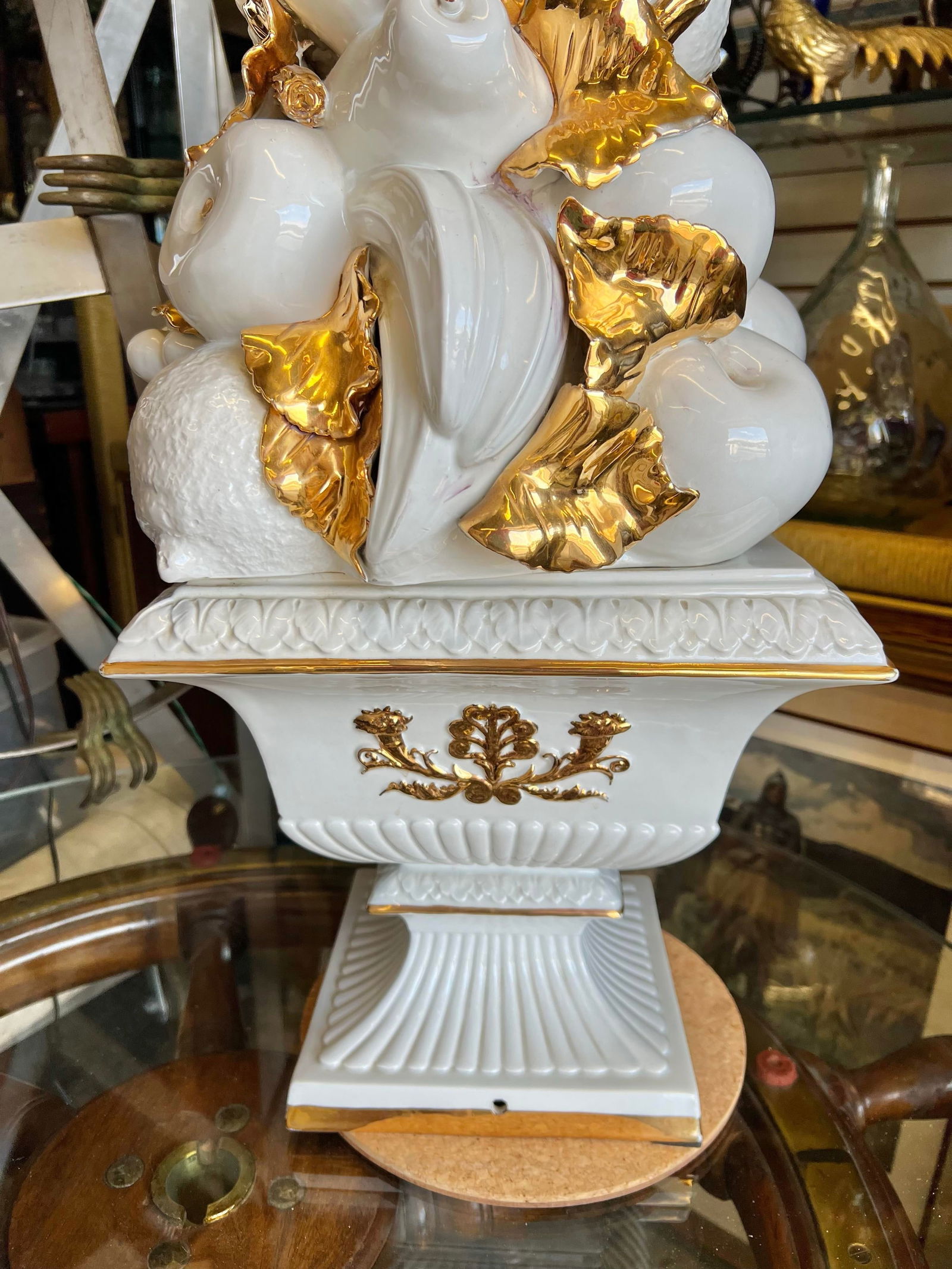 Vintage Hollywood Regency Benrose Capodimonte Italian Fruit Tall Topiary Centerpiece - 3