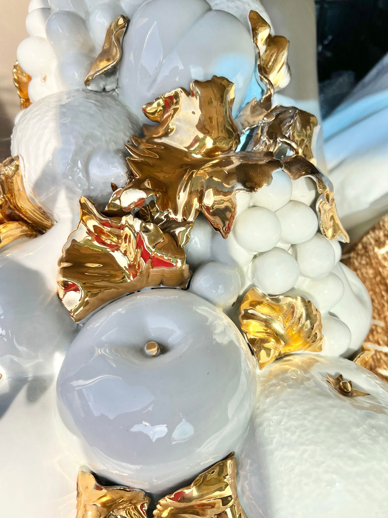 Vintage Hollywood Regency Benrose Capodimonte Italian Fruit Tall Topiary Centerpiece - 6