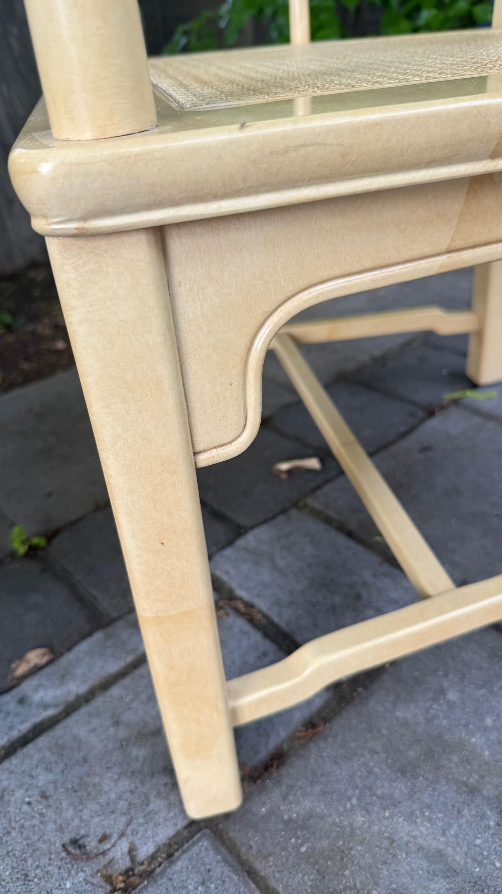 Vintage Late 1970s Set of 6 Henredon Chinoiserie Dining Chairs – Cream Lacquer, Cane Seats, - 10