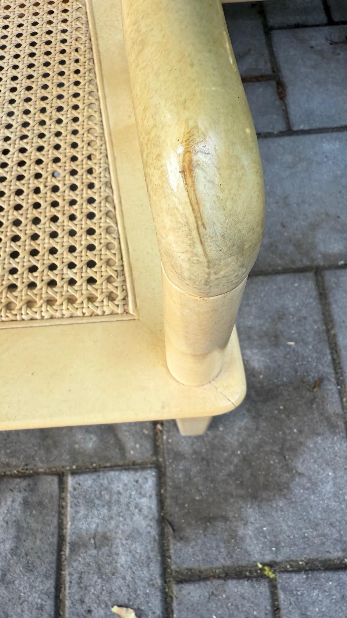 Vintage Late 1970s Set of 6 Henredon Chinoiserie Dining Chairs – Cream Lacquer, Cane Seats, - 11