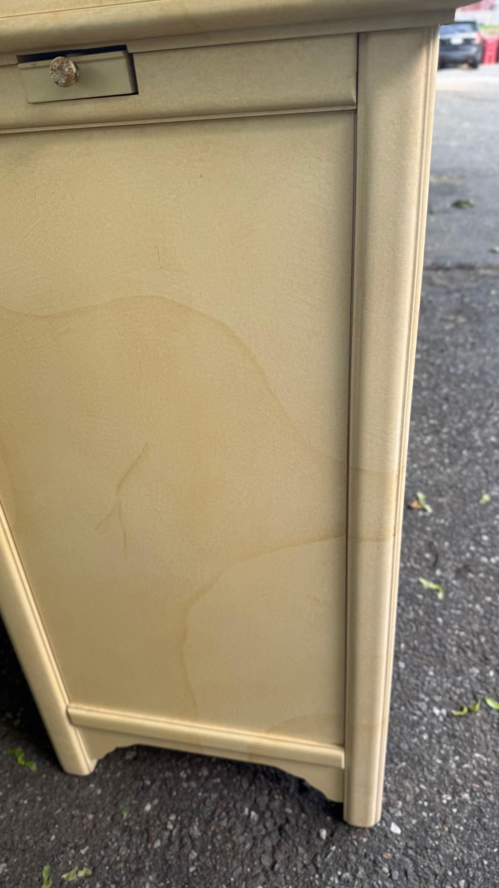 1970s Henredon "Plan 2" Hollywood Regency Buffet Server – Faux Goatskin Lacquer, Flip-Top Desi - 10