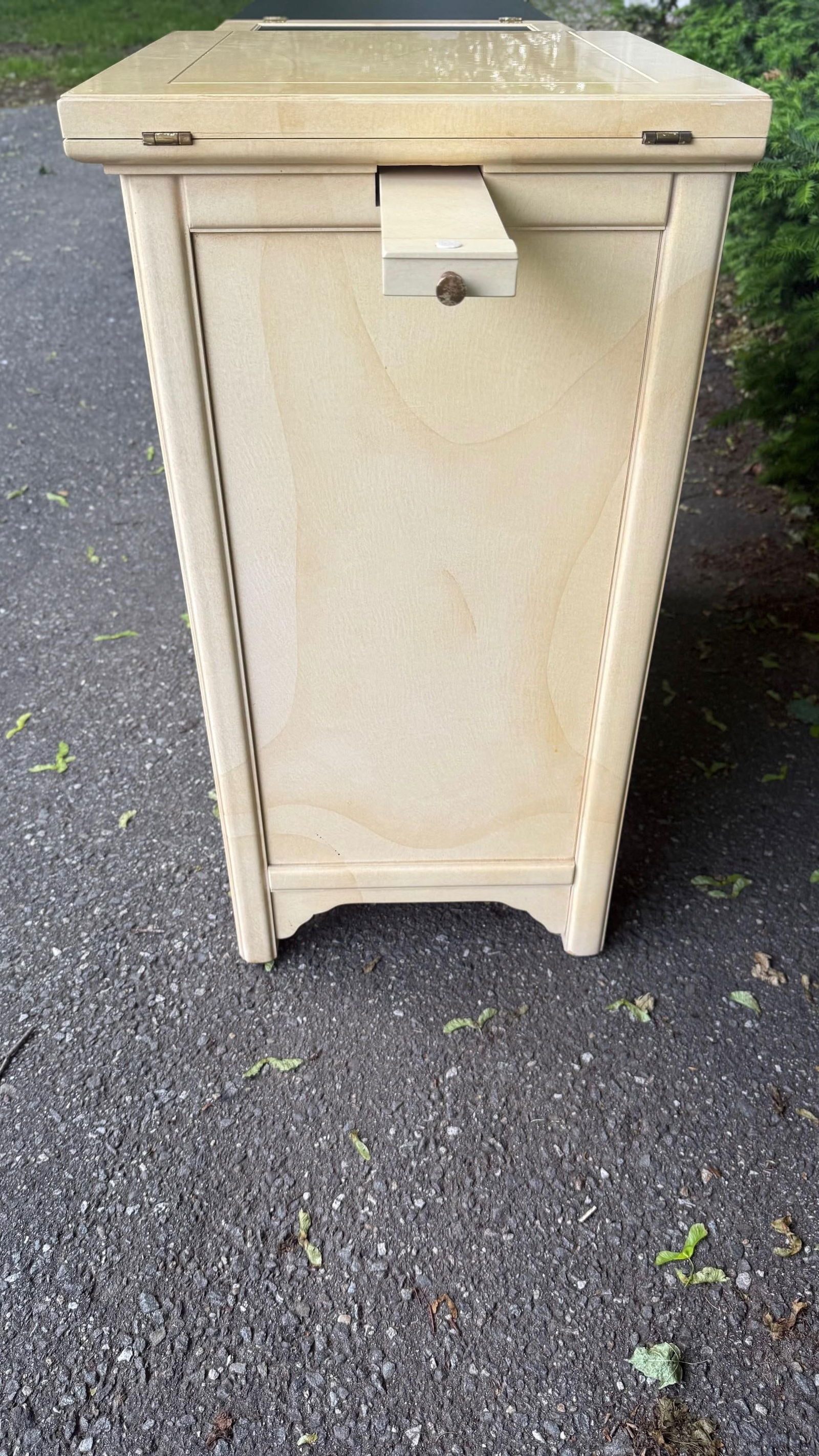 1970s Henredon "Plan 2" Hollywood Regency Buffet Server – Faux Goatskin Lacquer, Flip-Top Desi - 12