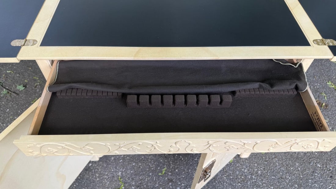 1970s Henredon "Plan 2" Hollywood Regency Buffet Server – Faux Goatskin Lacquer, Flip-Top Desi - 3