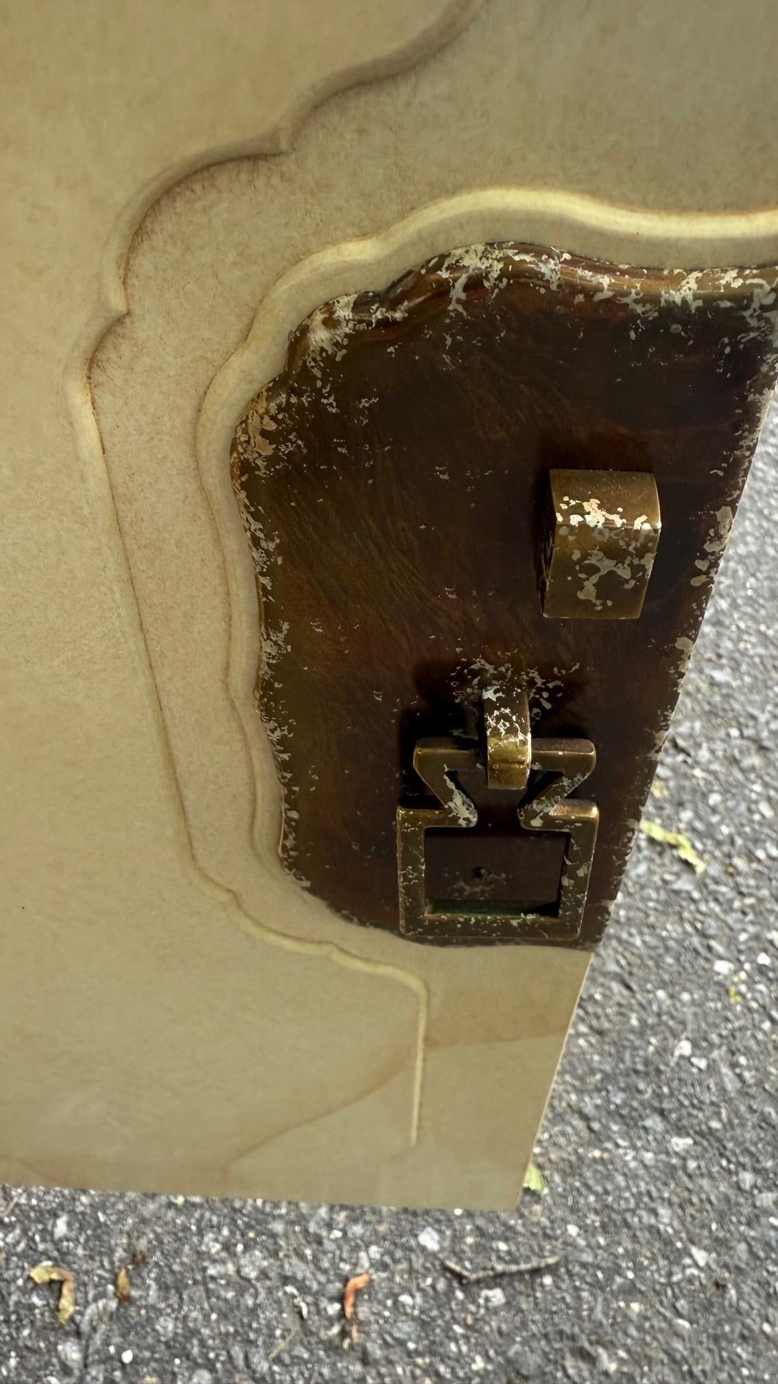 1970s Henredon "Plan 2" Hollywood Regency Buffet Server – Faux Goatskin Lacquer, Flip-Top Desi - 7