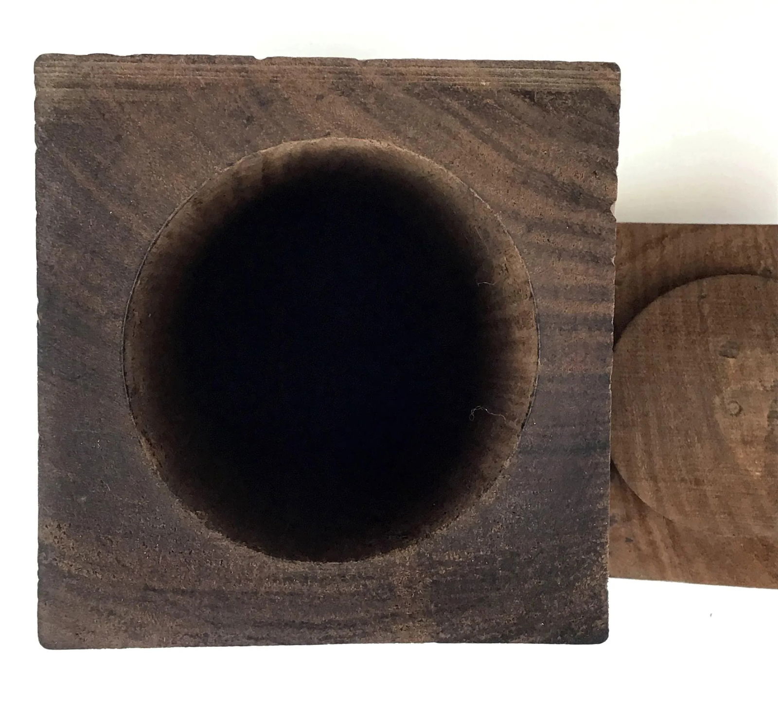 1920s Solid Heavy Wood Carved Covered Box - 5