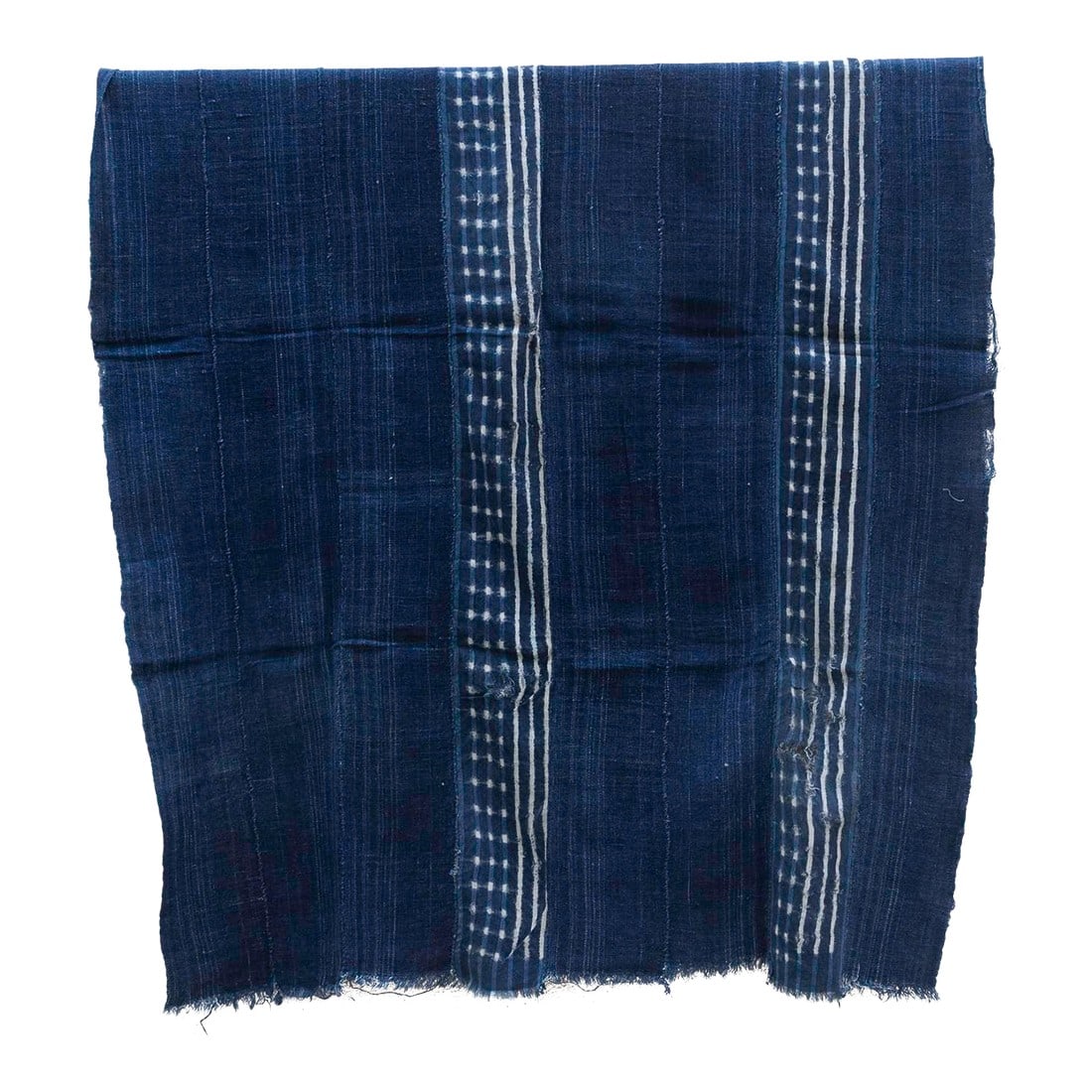 Virco Indigo Mud Cloth: This exceptional Malian mudcloth, or bogolanfini, offer a rare glimpse into West African textile traditions. Handwoven and dyed using a labor-intensive process involving fermented mud and indigo,
