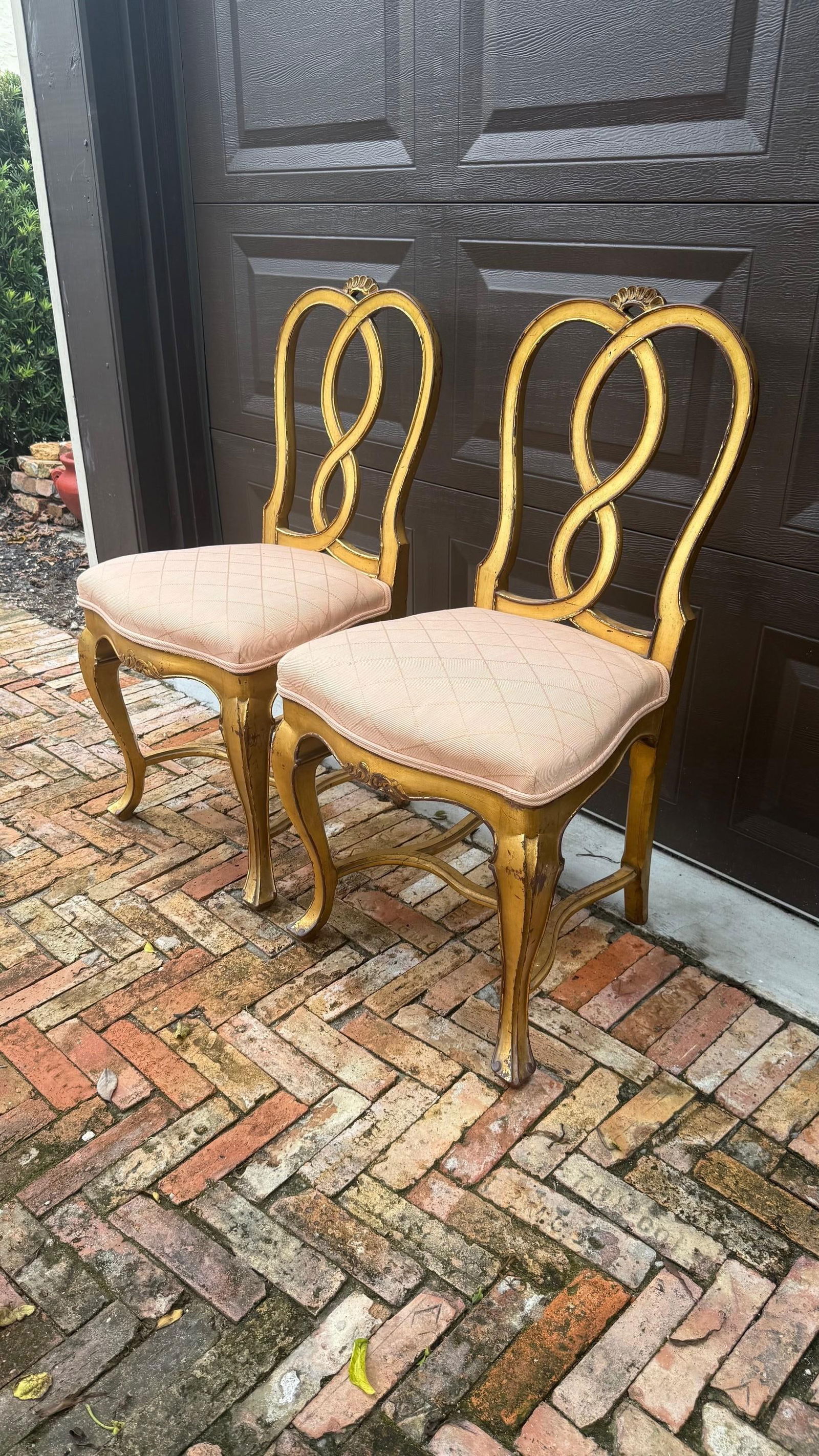 Pair of 1980s Gilded Hollywood Regency Side Chairs in the Style of Rose Tarlow - 5