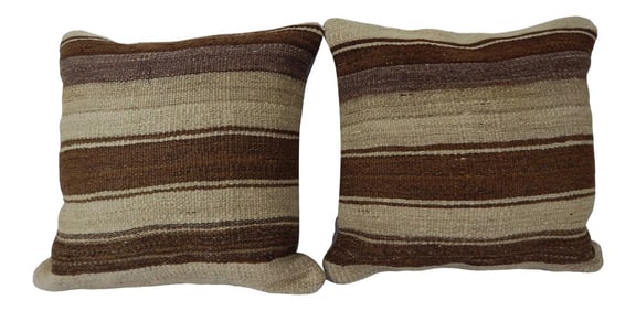 Set of Two Turkish Hemp Kilim Pillow 18" X 18"