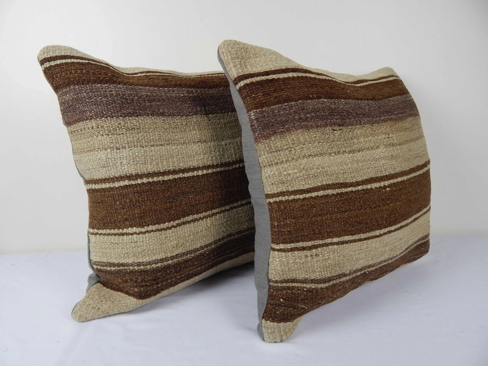 Set of Two Turkish Hemp Kilim Pillow 18" X 18" - 3