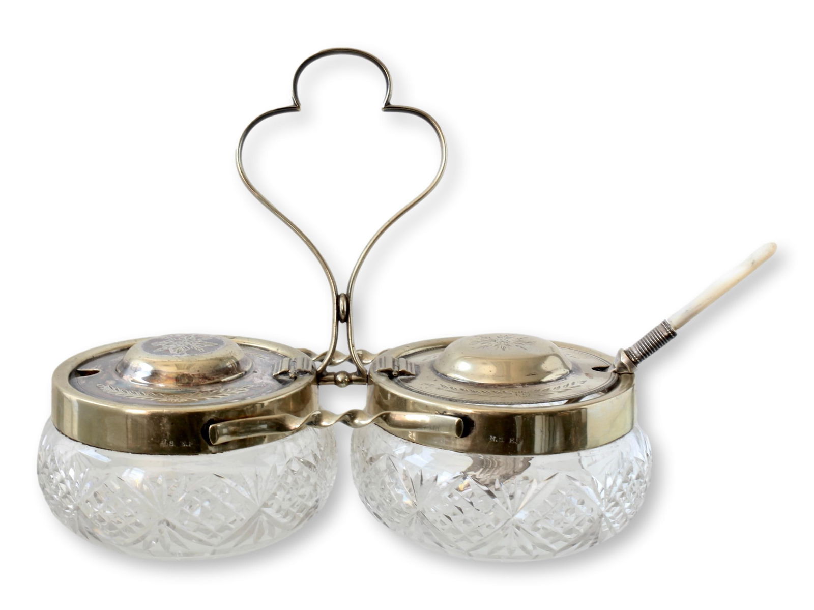 Victorian Preserves Set w/ Pearl Spoon - 4