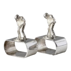 Midcentury English Silver-Plate Golf Putt Napkin Rings